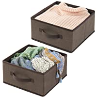 mDesign Juego de 2 cajas organizadoras de fibra sintética – Organizadores para armarios con asa y sin tapa – Cajas de…